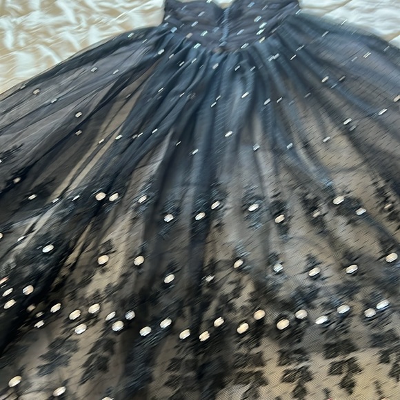 Vintage Custom Made Black Corset Sweetheart Ball gown Rhinestones Sequins Small - Picture 3 of 17